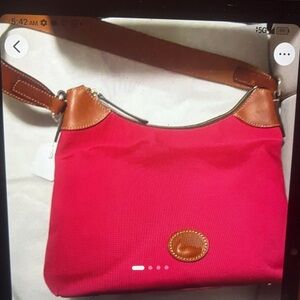 Dooney & Bourke Hot Pink Shoulder Bag with Vachetta Leather Trim